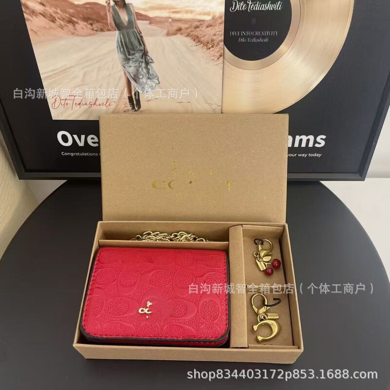 跨境蔻家新款高级感小钱包链条带挂件时尚百搭零钱包日常手提包|undefined