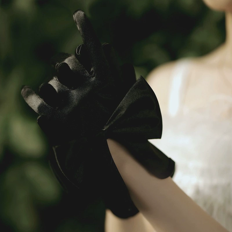 Свадебные перчатки Свадебное платье Короткие перчатки Фото перчатки для фотостудии Портретные аксессуары Атласные белые короткие банты