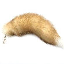 超大狐狸毛挂件棕色狐狸尾巴真毛皮草配饰女士小挂件包包挂饰挂件