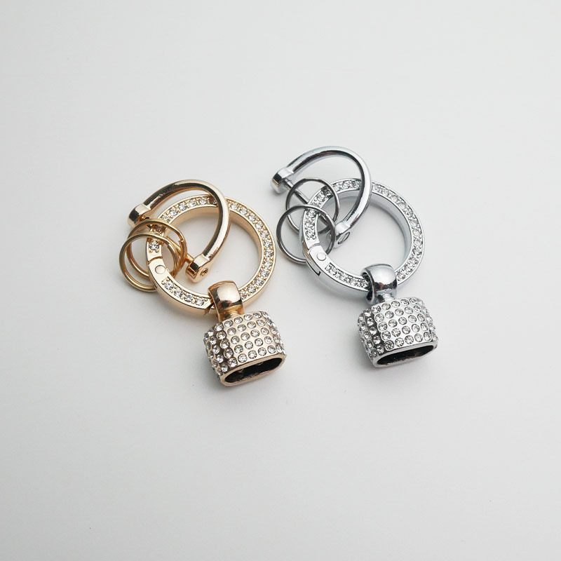 New Car Keychain Pendant Zinc Alloy Diamond-Encrusted Key Ring DIY Accessories Hardware Small Gifts Wholesale Engraving