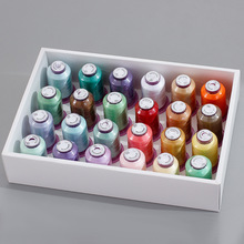 家用彩色手工刺绣线电脑绣花线24色120D高亮涤纶绣花线套装550码