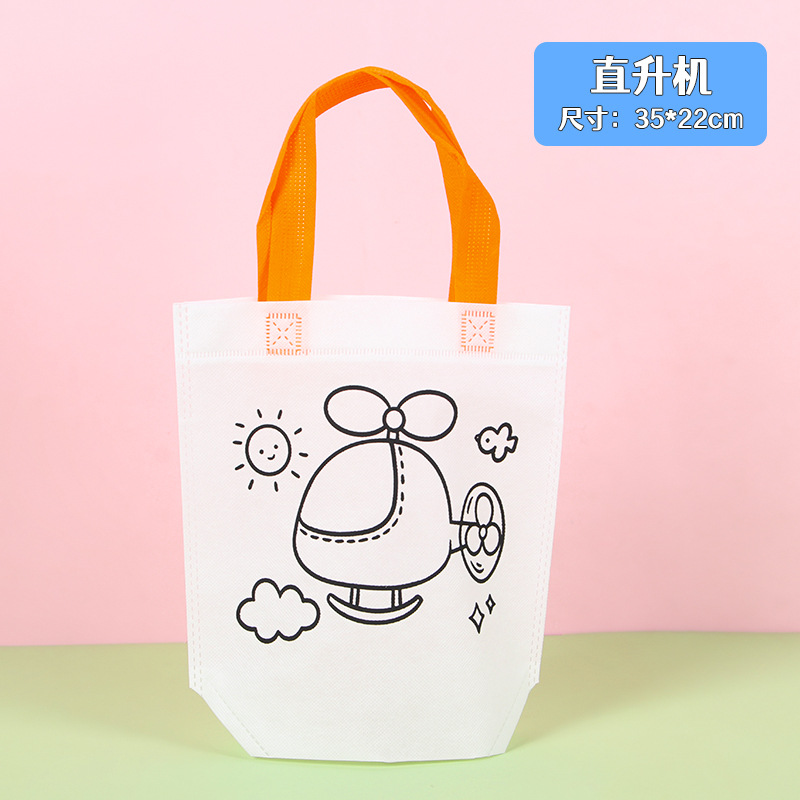 Bolsa de protección del medio ambiente de bricolaje, bolsa de graffiti no tejida, arte para niños, bolsa de tela para colorear hecha a mano, bolso de pintura para colorear pintado a mano