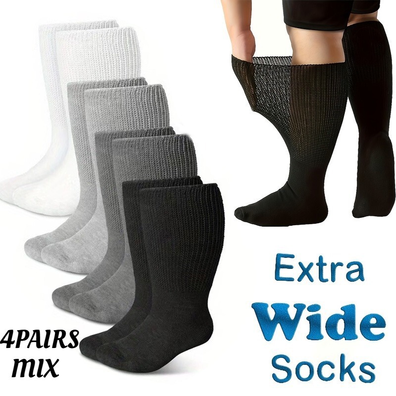 Spring and Summer Large Size Thin Socks for Women, Mesh Breathable Cotton Socks for Men, Loose Elastic Mid-Calf Socks, Anti-Odor Breathable Maternity Socks