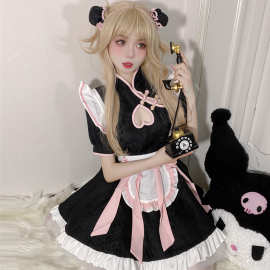 可爱少女新中式中华风女仆装cos服旗袍改良软妹Lolita女佣连衣裙