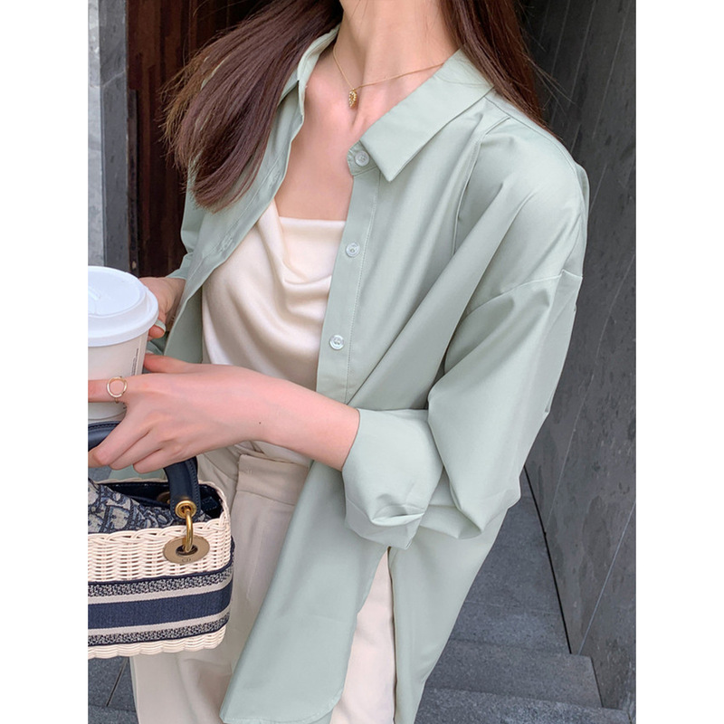 Rongtai Modal Long-Sleeved Shirt for Women with Side Slits for Outer Wear and Inner Wear, Casual Single-Breasted 2026 New Style Shirt