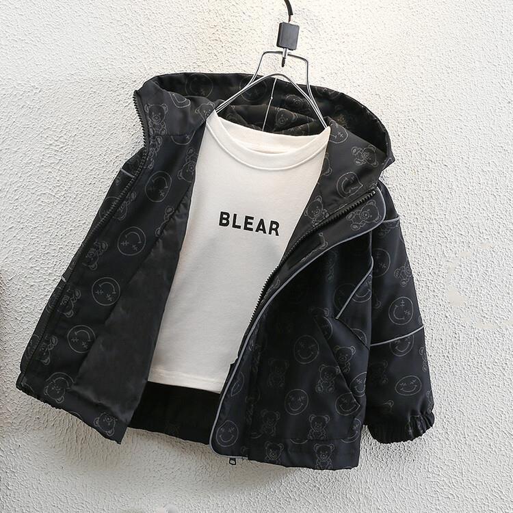 Boys' Spring and Autumn Reflective Bear Coat 2024 New Handsome Stormtrooper Jacket, Children's Hooded Windbreaker_voghion.com