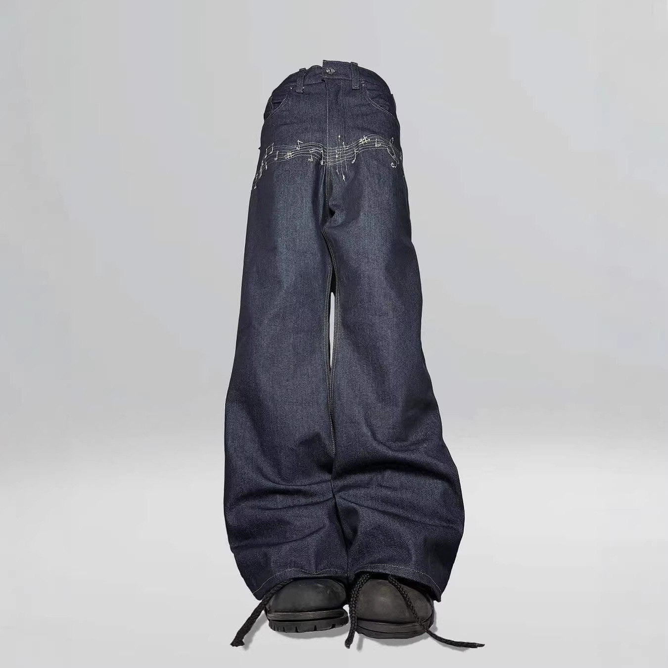 Pantalones largos holgados de estilo Y2K europeo y americano, con diseño de patchwork, bordado floral, para hombre y mujer, pantalones largos hasta el suelo, a la moda.