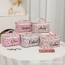 etsy个性化热销碎花翻盖八角化妆包多颜百搭旅行收纳化妆品