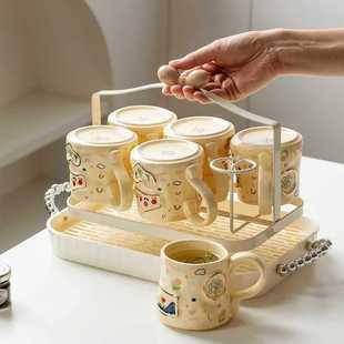 ✅ Water Cup Household Set Ceramic Cup Hospitality Drinking Cup Living Room High-Value Mug Female Tea Set Cup Tea