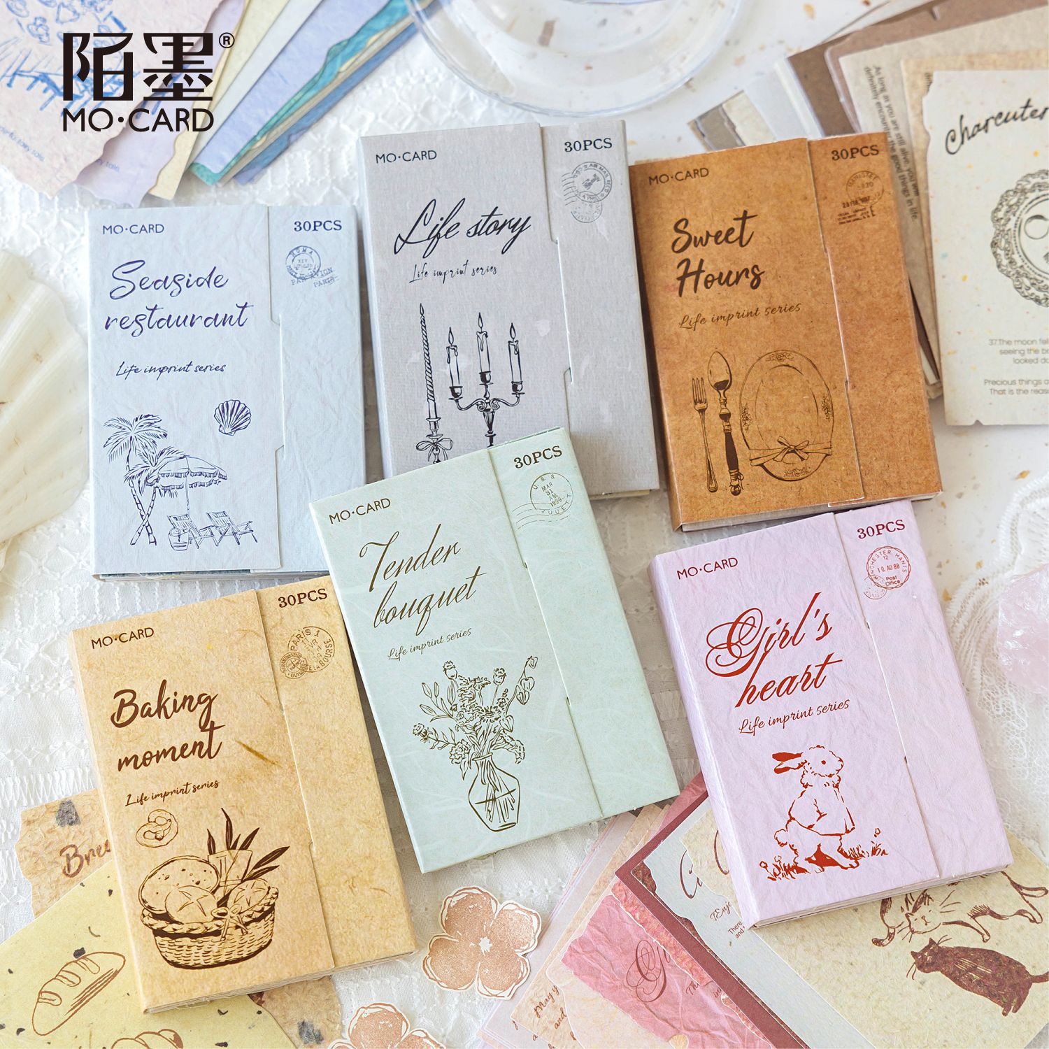 Mo Mo double enjoy material stickers life imprint series retro special paper 30 into the backing stickers 6 options