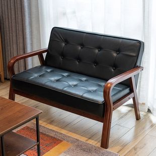 Leather Sofa Small Apartment Nordic Vintage Quefwood Armrest Single Double Three Simple Internet Popular Sofa for Living Room