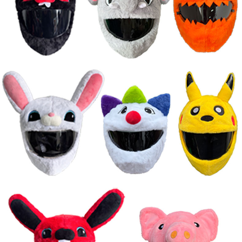 Cross-Border Plush Personalized Animal Helmet Protective Cover Motorcycle Head Accessories Motorcycle Unicorn Stitch Pig Head Headgear