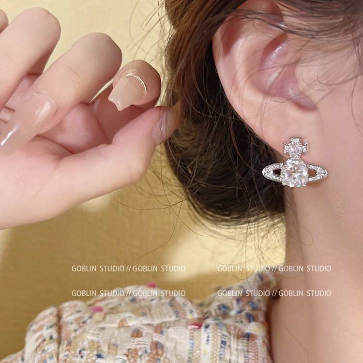 elegant fashionable space earrings with zircon