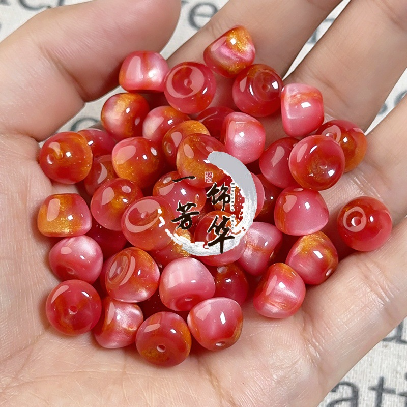金メッキ樹脂アップルビーズブレスレットルースビーズビーズアクセサリージュエリービーズ衣類アクセサリーボタン瑪瑙ビーズ