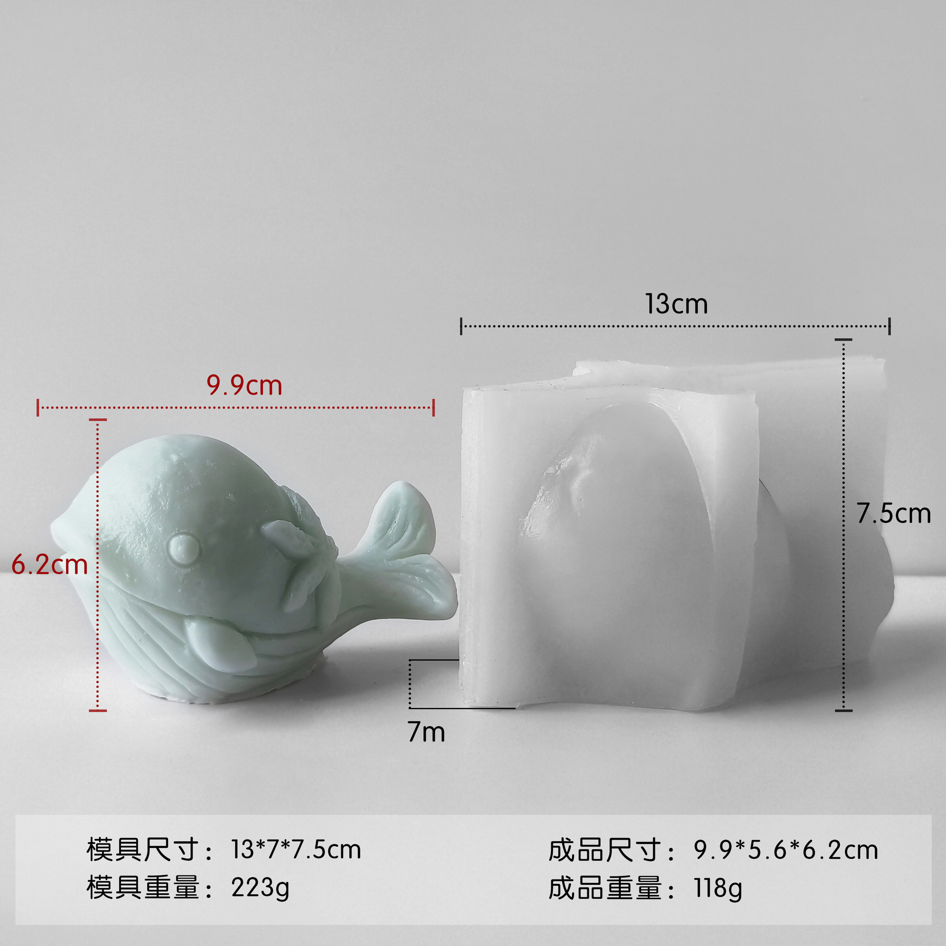 Jiahui delfin cristal de goteo molde de goma DIY jabón hecho a mano delfin de cinta magnética adornos molde de silicona