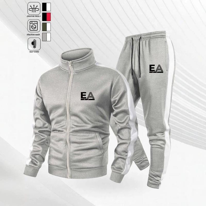 2026 New Cross-Border Foreign Trade Autumn Amazon Men's Raglan Sleeve Casual Sports Zipper Jacket and Pants Set