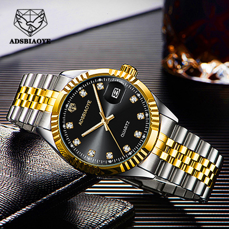 Aida's New Mature Men's Automatic Quartz Watch Luminous Calendar Non-Mechanical Diamond Business Men's Watch