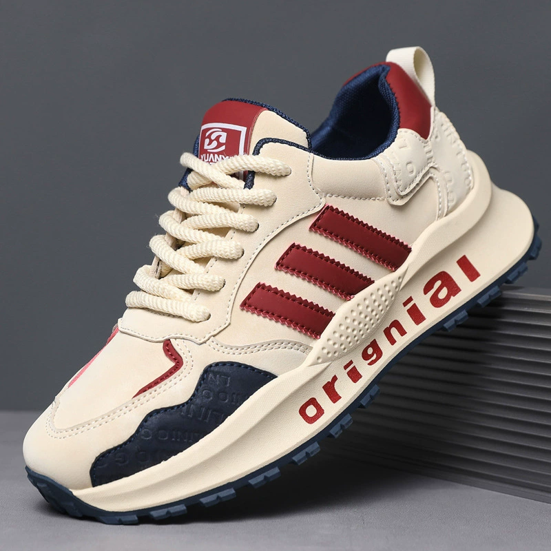 Мужская обувь зимняя дышащая 2024 новая мягкая кожа спортивная повседневная обувь мужская ретро трехполосная обувь с толстой подошвой