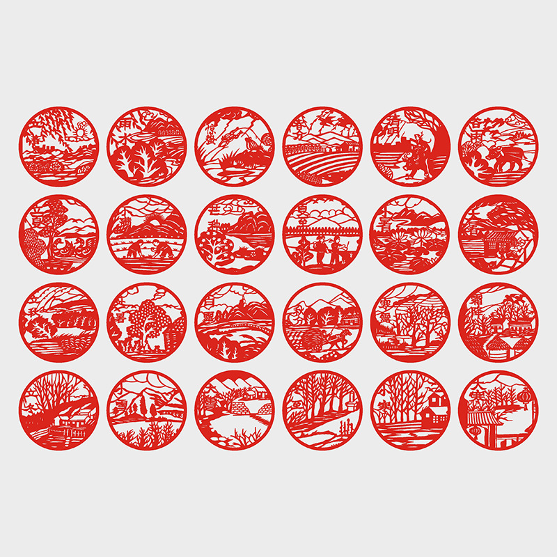 24節氣剪紙風傳統二十四節日手工紅宣紙學校刻紙環創福字直銷