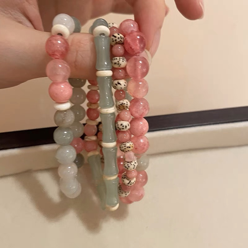 Bamboo natural stone beaded bracelet for women, temperament and versatile bestie bracelet 2023 new retro internet celebrity bracelet