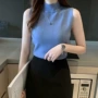 修身半高领新款无袖背心