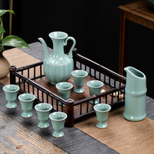 家用倒酒壶长嘴古风温酒壶白酒杯套装陶瓷酒具套件汝窑酒盅分酒器