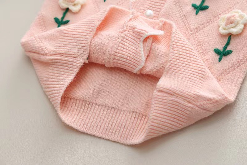 Børnetrøje Håndlavet seks blomster Sød strikket pige baby cardigan nederdel efterår/vinter Ny pigetrend_voghion.com