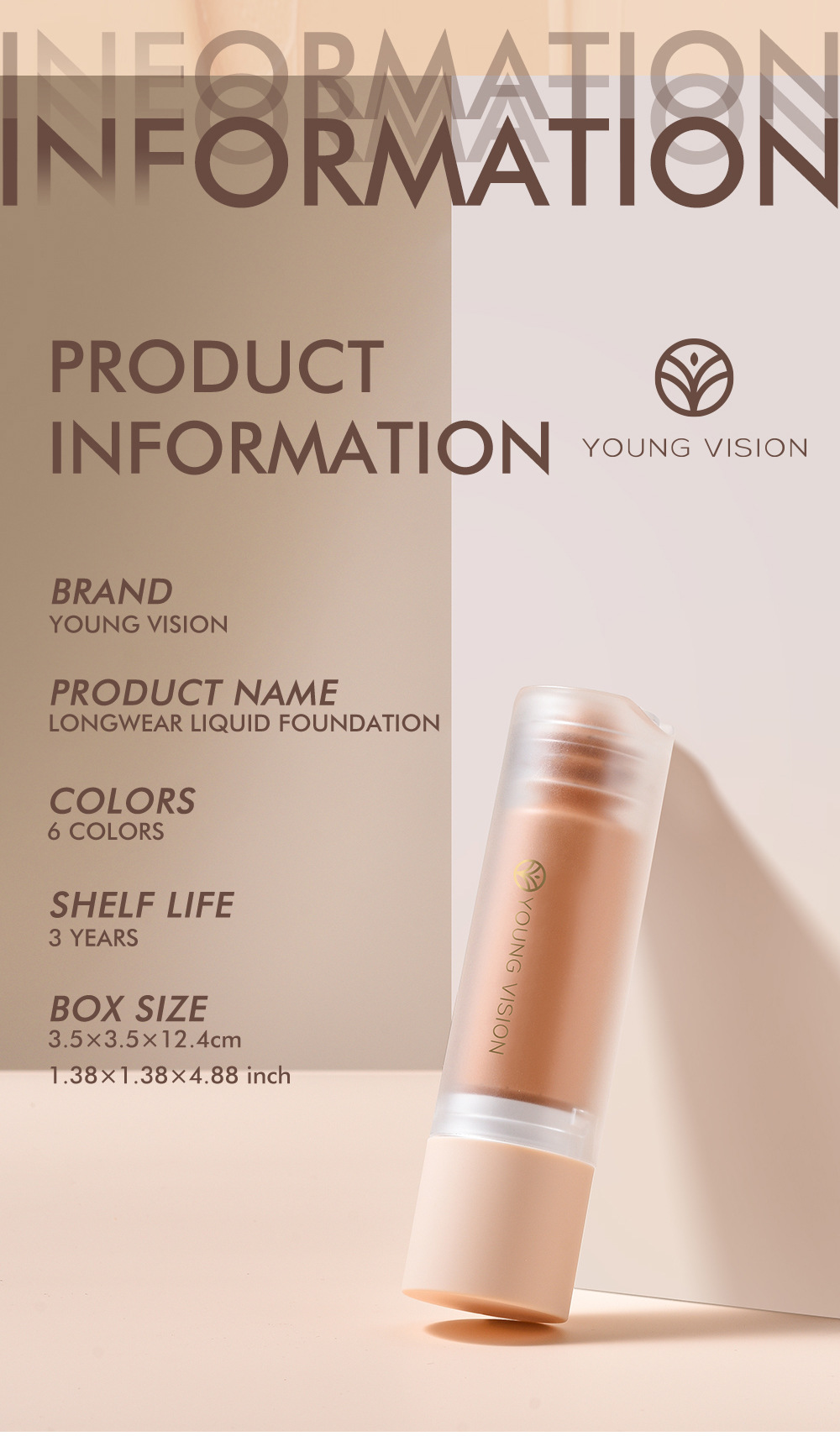 YOUNG VISION Bottom Press Foundation is a detachable matte facial base makeup liquid that is not prone to smudge undefined