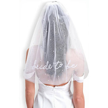 欧美新娘珍珠刺绣头纱单身派对双层带发梳面纱婚礼必备装扮饰品