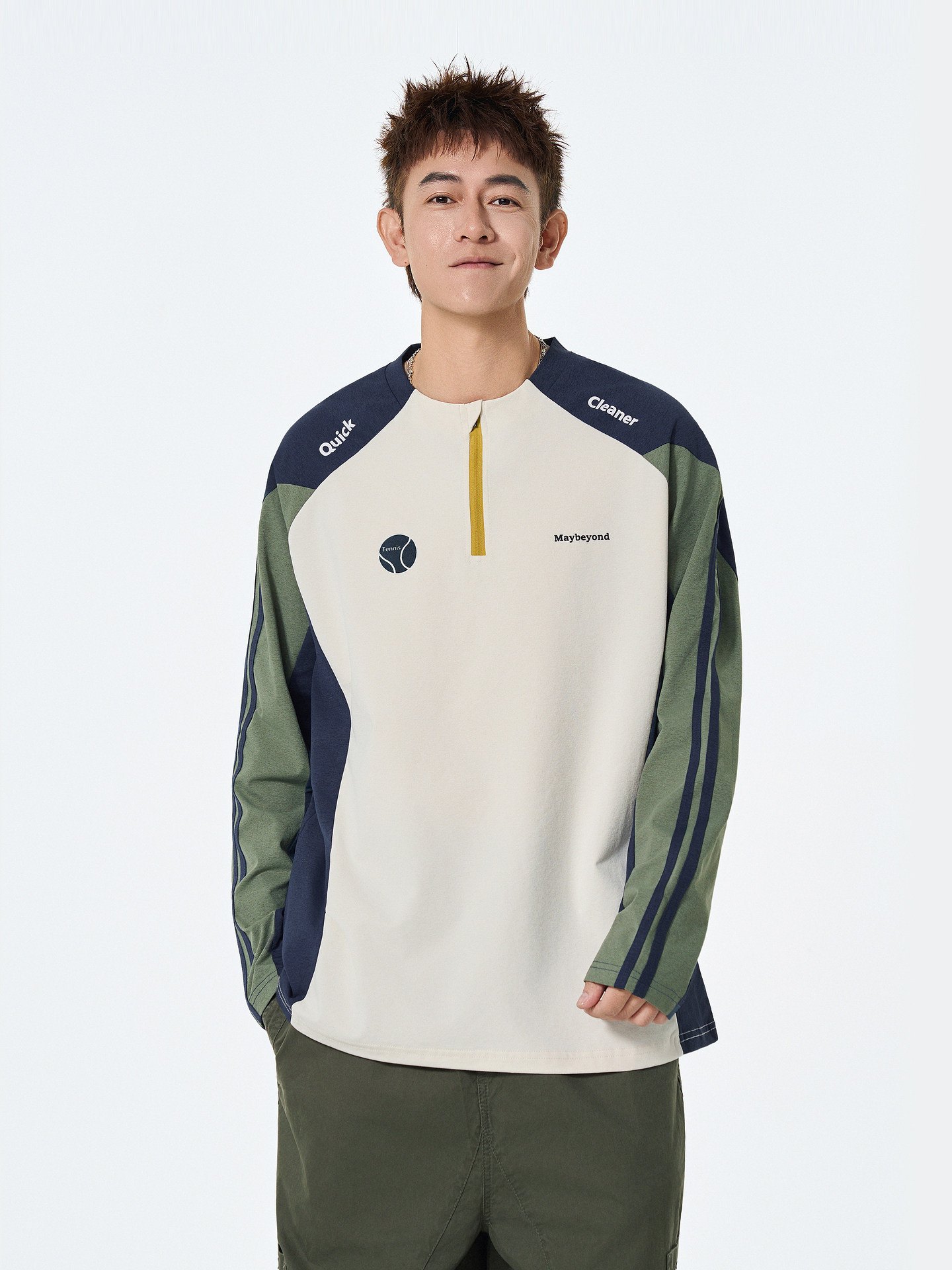 Retro spring long-sleeve with zipper