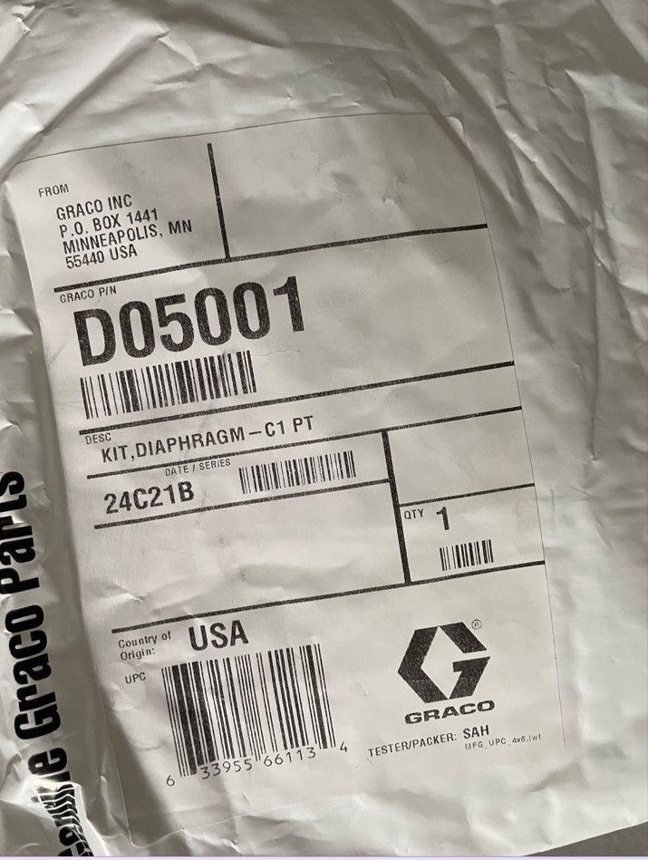 GRACO 固瑞克D05001 Husky515&716膜片维修包