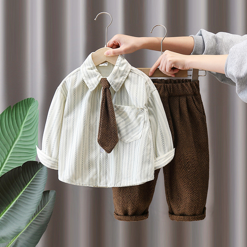 7753 nuevo traje de primavera para niños de estilo británico chaleco para niños camisa vestido de tres piezas ropa de bebé