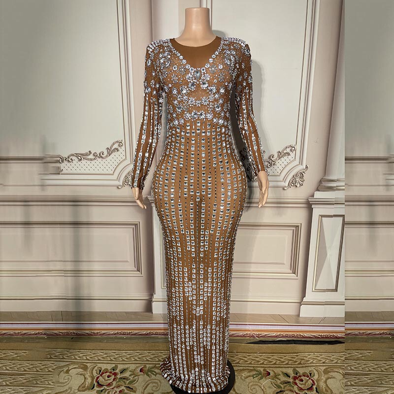 Sparkly Diamond Sparkly Dress Evening Ceremony Diamond Long Dress Birthday Wear Ball Gown Sexy Evening Long Dress