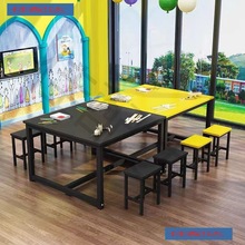 画室桌子学生辅导补习班培训机构课桌椅幼儿园绘画美术书画室批发