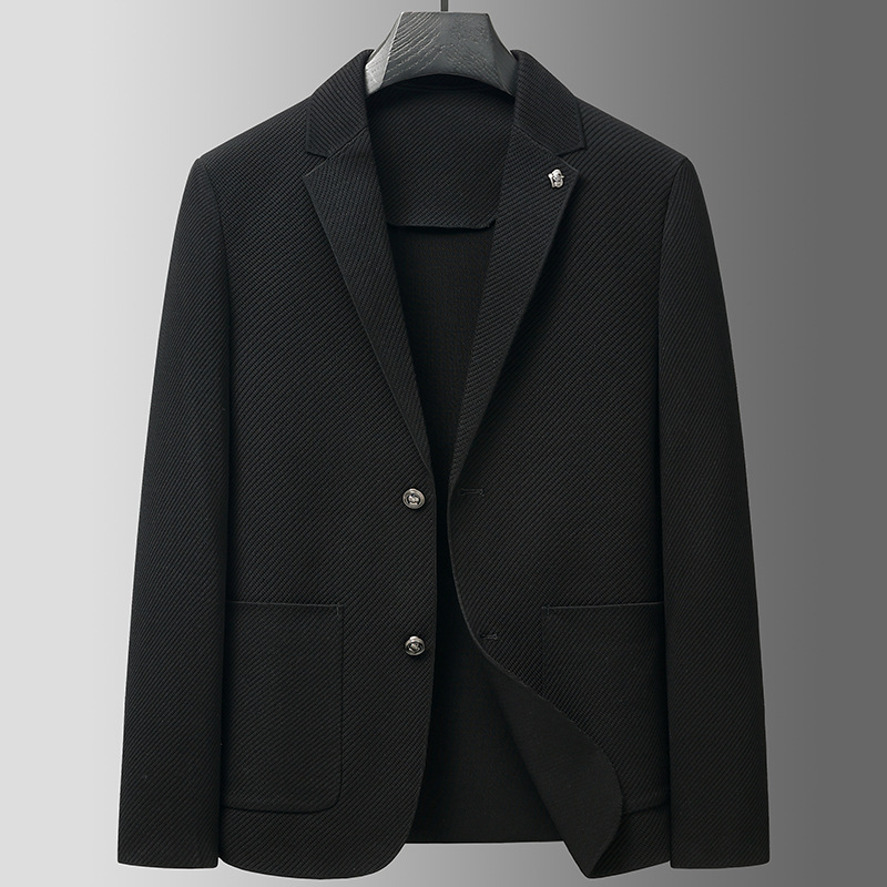 Stylish men's suit 2026 autumn and winter new collection, middle-aged fashion casual slim-fit solid color single-piece suit, twill jacket Stylish men's suit 2026 autumn and winter new collection, middle-aged fashion casual slim-fit solid color single-piece suit, twill jacket