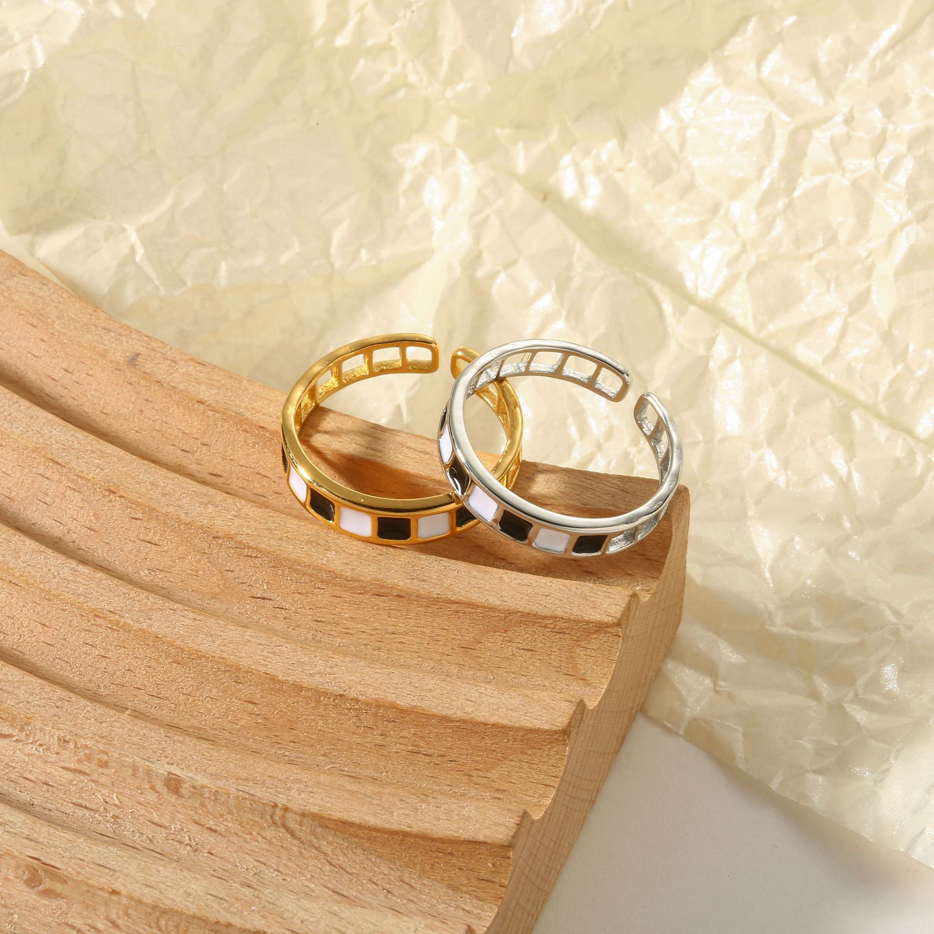 1g Weight 18K Gold Plated Plating Material Open Rings Classification Adjustable Ring Size 1 Piece Quantity Casual, Daily Occasion 316L Stainless Steel Material Geometric Pattern Women's Gender French Style Style Waterproof Non Tarnish, Surgical Steel, Enamel, Plating Craft Gold, Silver Color 1 Piece Geometric 18K Gold Plated 316L Stainless Steel  Gold Silver French Style Open Rings For Women's 24