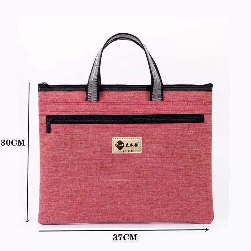 Handheld capacious cloth bag for documents with zipper, files bag for folders