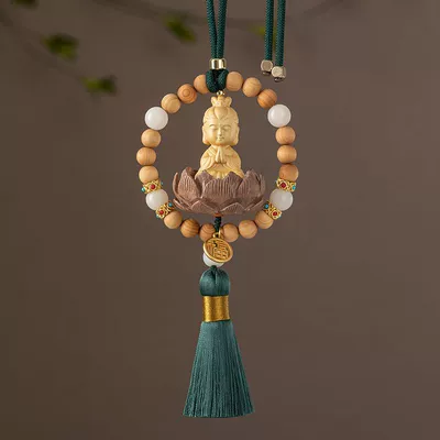 Car hanging | Rear Pendant - dark-green-guanyin-blessing-style