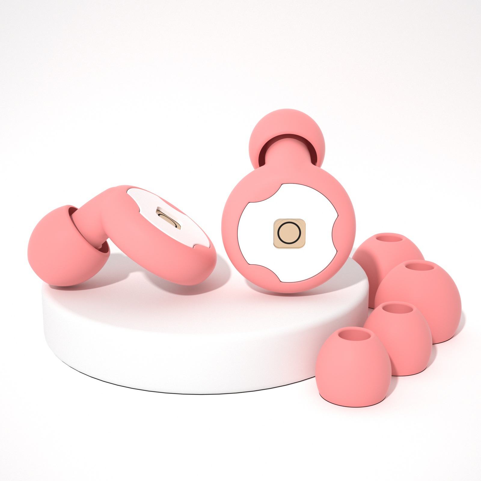 원형 필터형 귀마개 + 필터 + 마카롱 가방 + PP 수납함 핑크