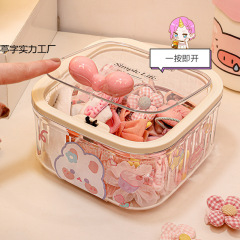 デスクトップ髪飾り紐萌え粒収納ケース大容量蓋付き防塵透明缶子供用ヘアクリップ収納