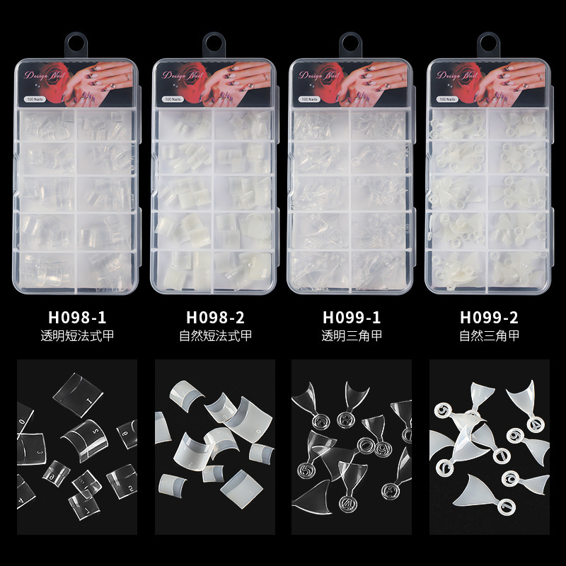 Cross-Border Manicure Short Style French Half-Stick Pointed Square Transparent Color Extended Nails Fake Nails Factory Wholesale Cross-Border Manicure Short Style French Half-Stick Pointed Square Transparent Color Extended Nails Fake Nails Factory Wholesale