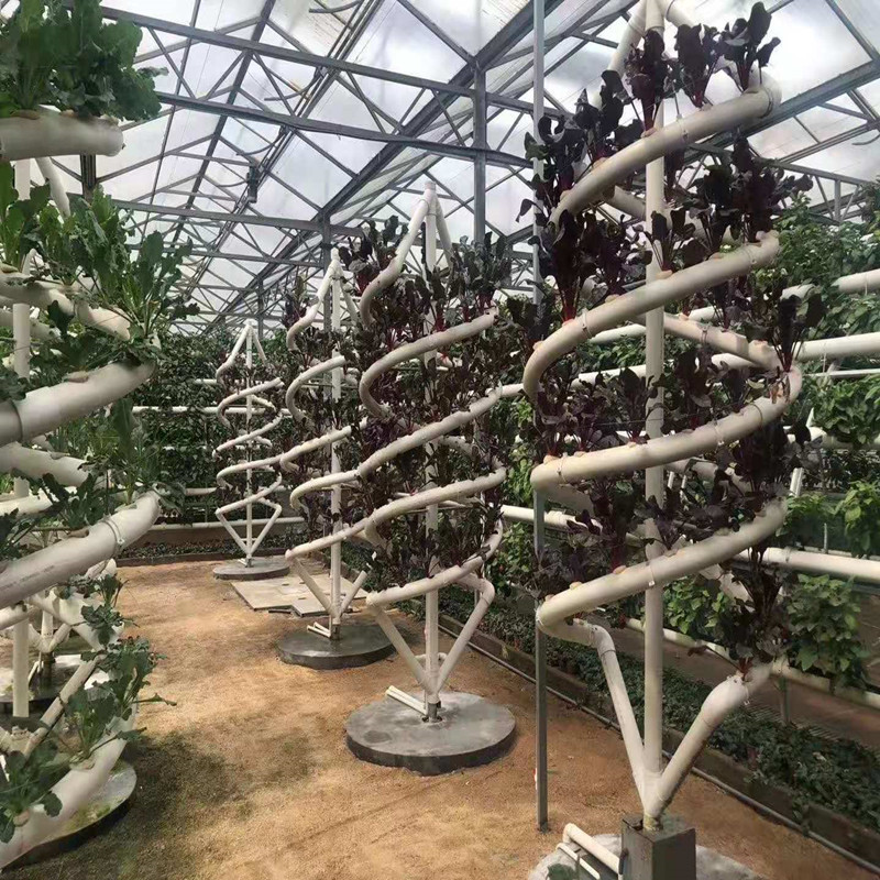 Instalaciones de cultivo sin suelo de invernadero nutrición hidropónica tridimensional plantación de ranura en espiral de doble tubo cultivo sin suelo en espiral grande