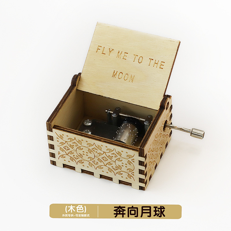 木製オルゴール置物クラシック彫刻手回し音楽ボックスクリスマス工芸品プレゼント現物|undefined