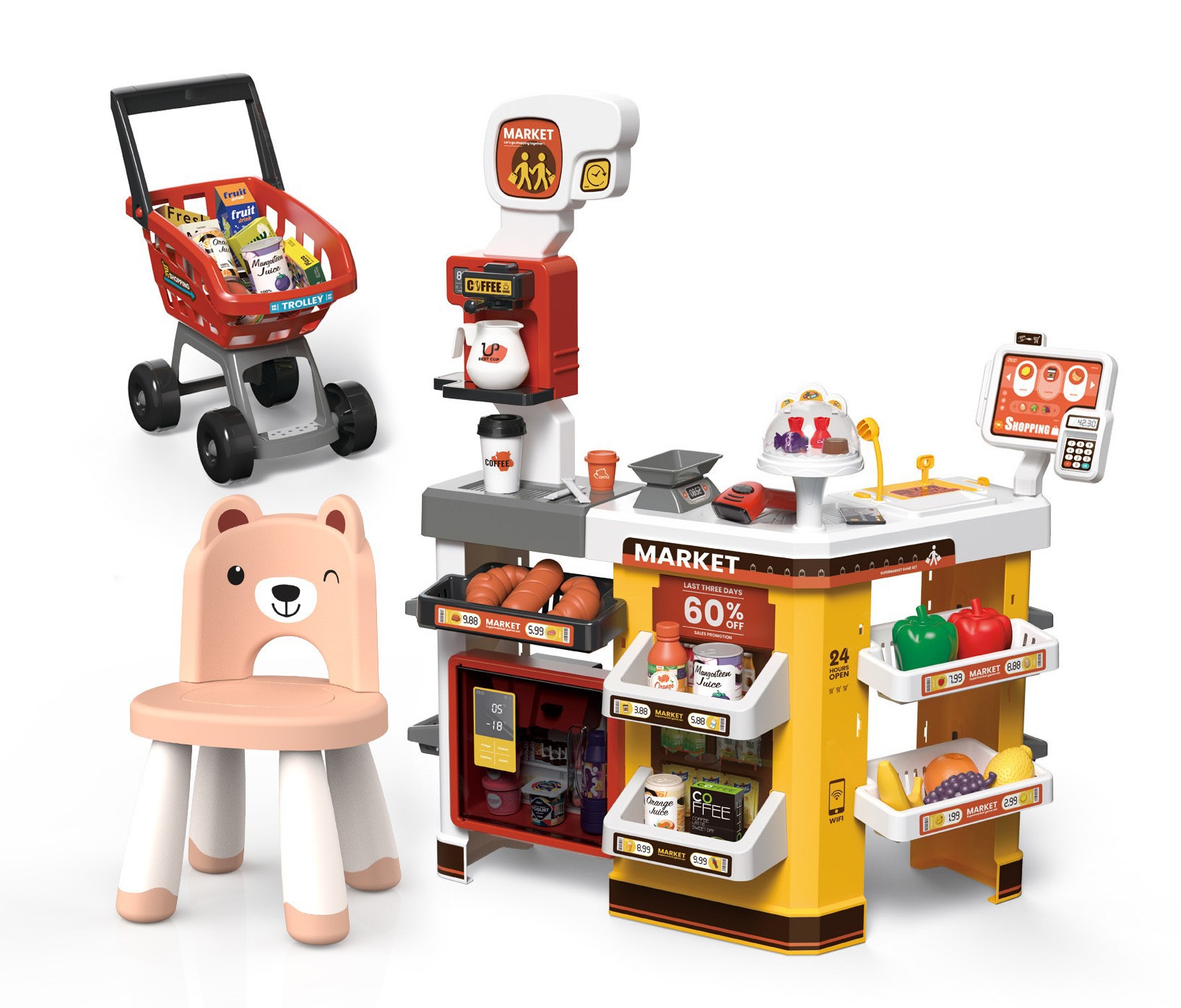 초호화 계산대 황금색 668-129 + 수납 의자 (색상 랜덤)