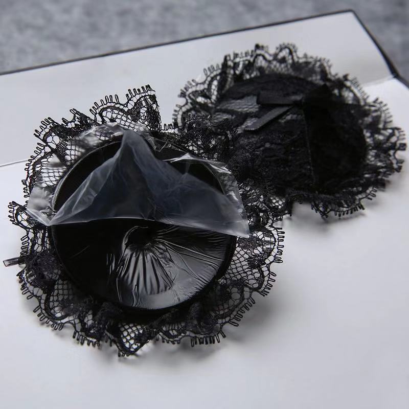 Pasta de mama de encaje de generación de cabello patrón sexy pasta Mimi invisible de encaje de seda negro arco de silicona pasta de mama