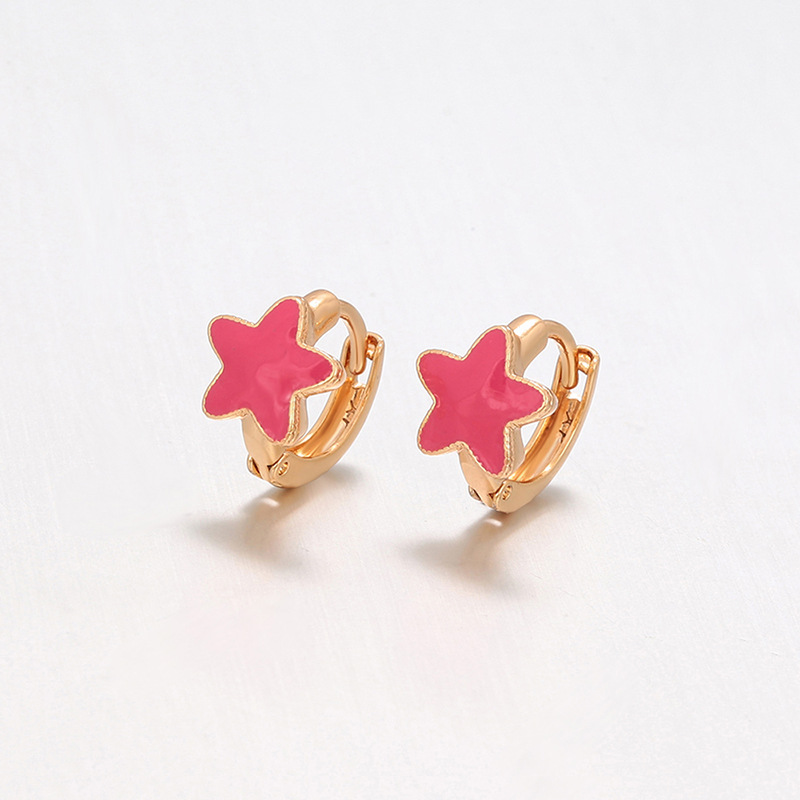 Aretes de Aro Geométricos con Estrella 18K de Aleación de Cobre Chapado en Oro para Mujer