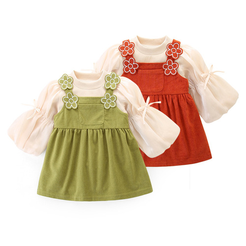 idea infant and child autumn casual dress suspender two-piece suit princess fashionable baby girl autumn 3025