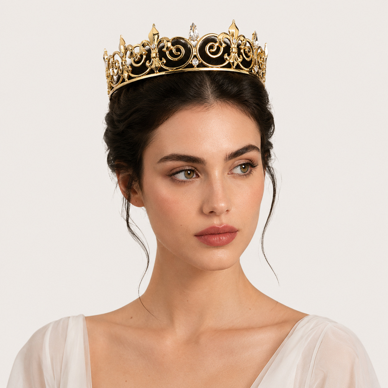 Especializados en comercio exterior, corona retro estilo rey, corona redonda de aleación con diamantes de imitación dorados, tocados para fiestas y bailes para hombres y mujeres, venta al por mayor. image 4