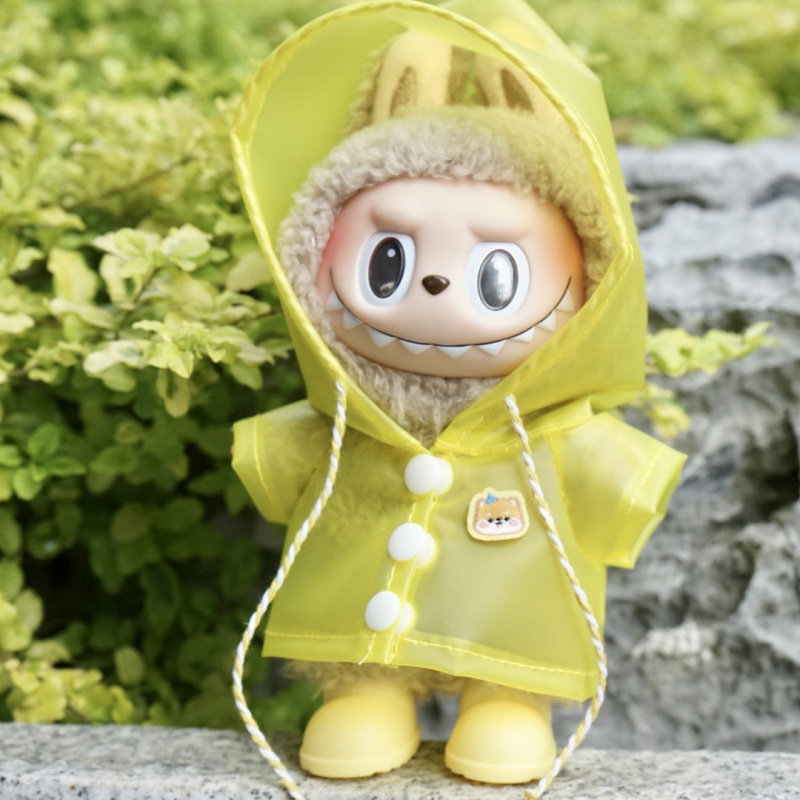 labubu衣服17cm拉布布娃衣玩偶公仔服饰小动物雨披雨衣连帽斗篷|undefined