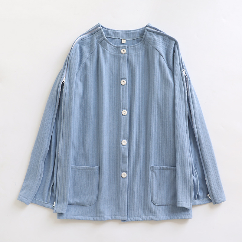 男性用ベッドケア服、着脱が簡単、片麻痺リハビリ服、入院患者服、ドイツ製ベルベット秋冬用ジッパー付き骨折用ホーム服|undefined